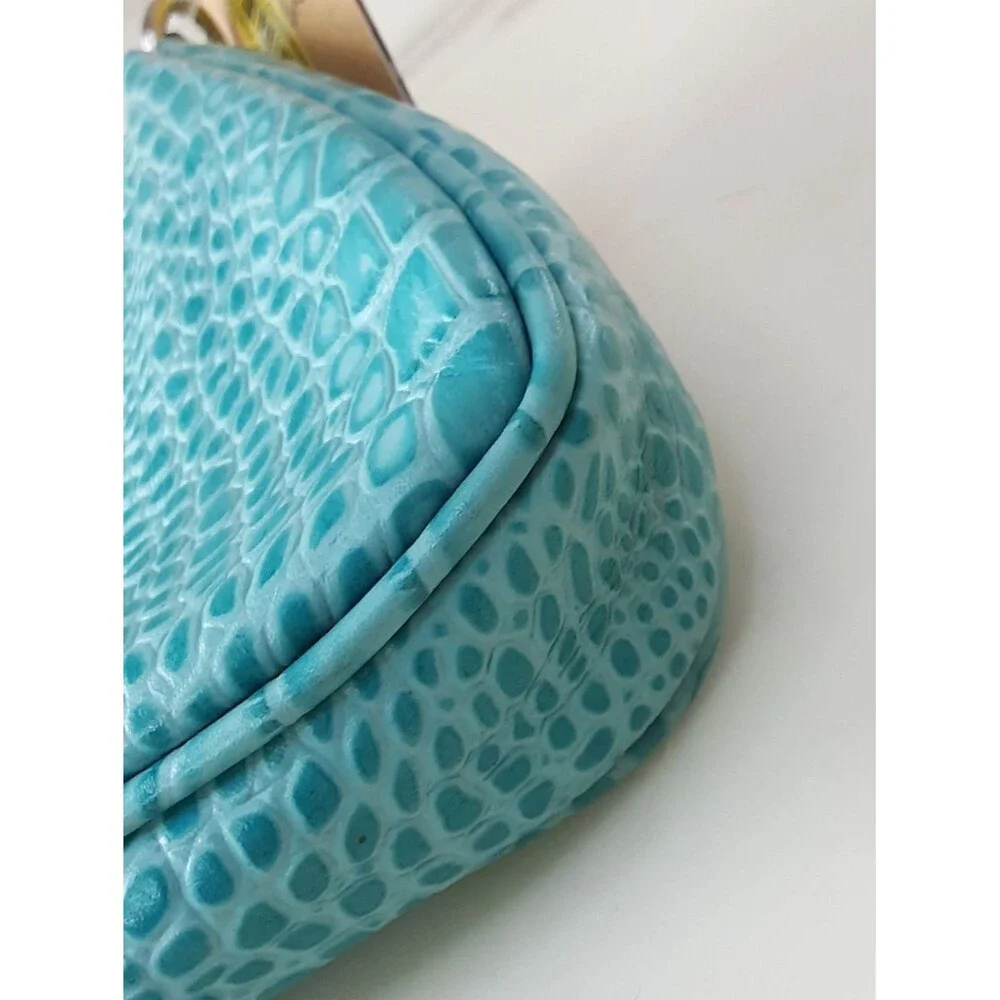 PATRICIA NASH Riley Aqua Croc Embossed Leather Baguette Crossbody - NWT